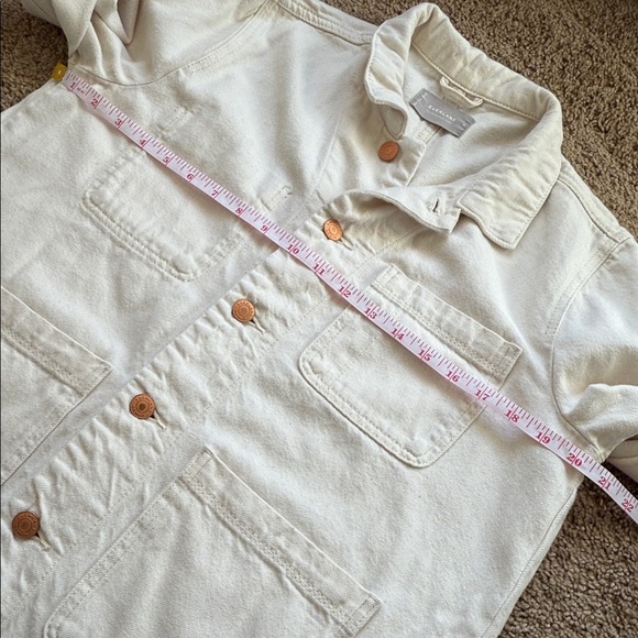 Everlane The Denim Chore Jacket Thin Barn Coat Cream/Bone Pocket Button Up - Picture 8 of 10